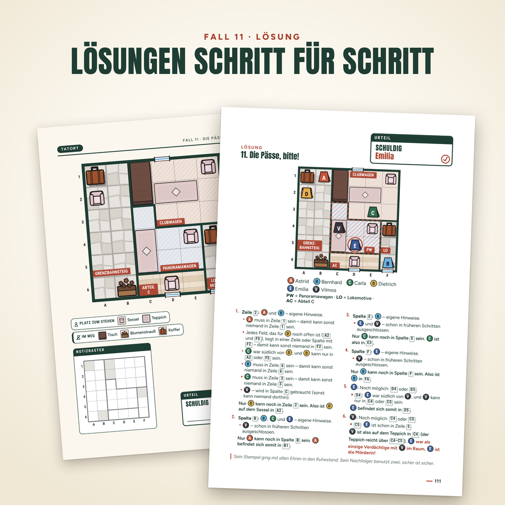 Mord auf Reisen – deutsche Ausgabe: Lösung Schritt für Schritt