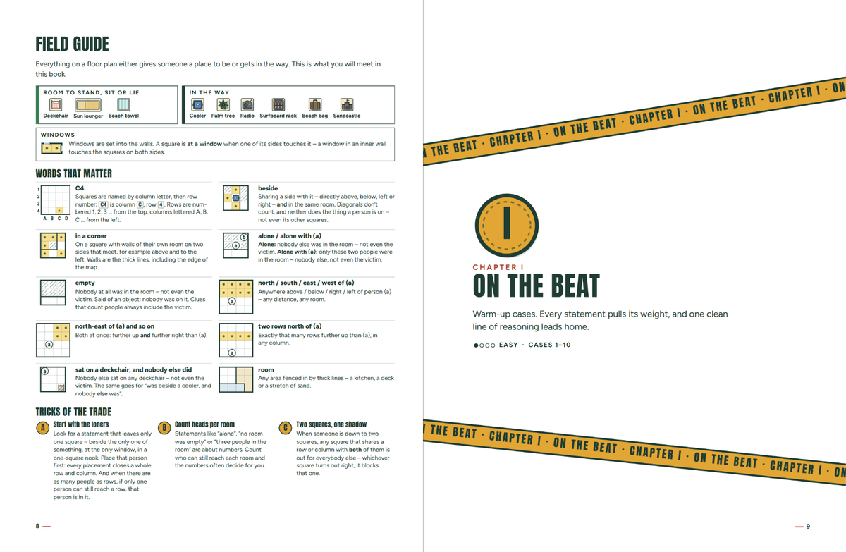 The field guide spread and the chapter divider 'On the Beat'